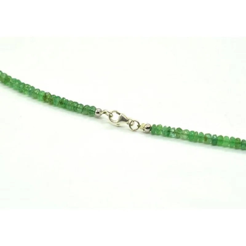 Zambian Green Faceted Roundel Beaded -Emerald Precious Necklace,