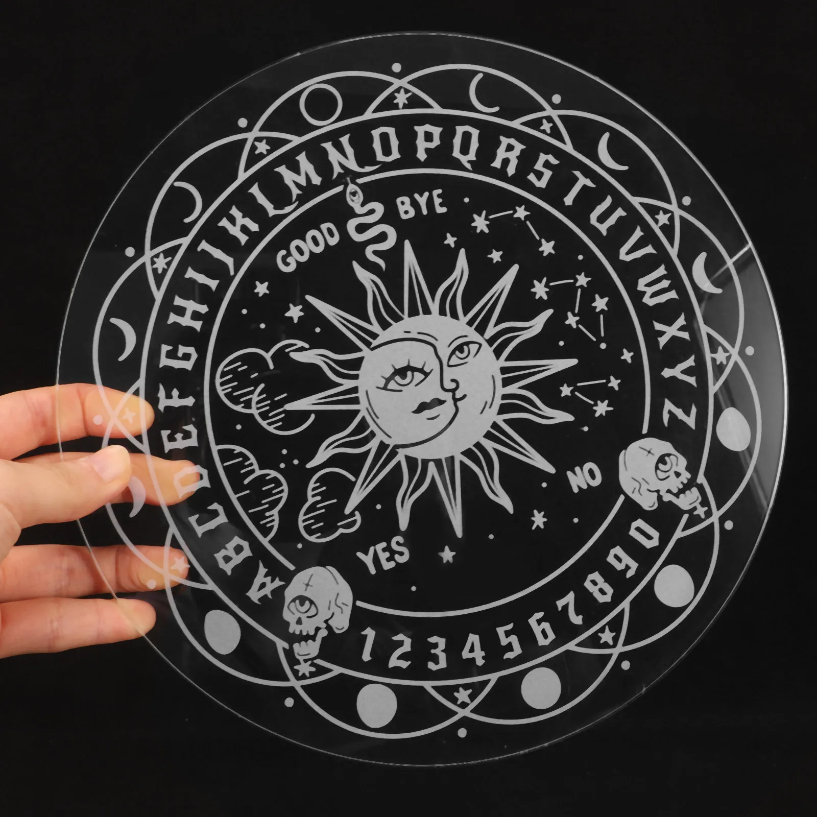 

Pendulum Board Crystal Dowsing Tray Alphabet Engraved Altar Design Divination Tool For Rituals Acrylic Witch Altar Board