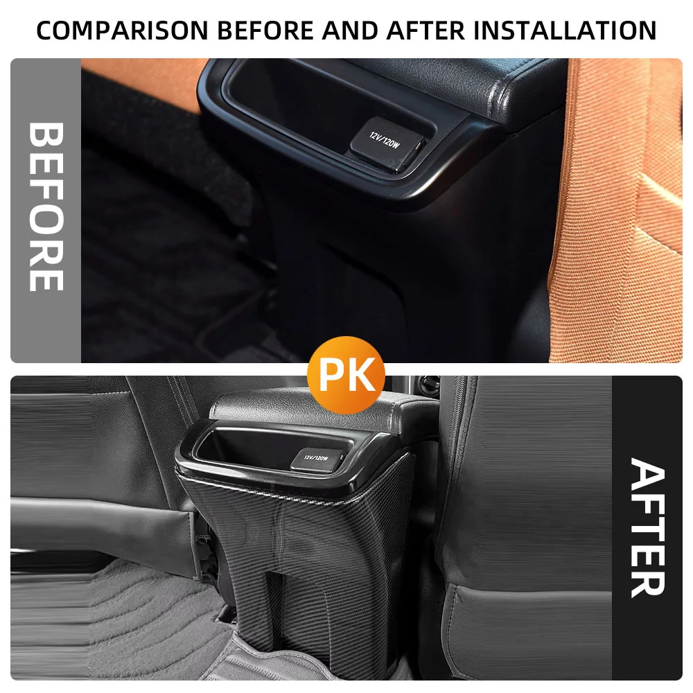Car Rear Armrest Panel Trim Cover for Toyota Fortuner 2016 - 2022 Hilux Revo Conquest 2015-2021 Decorative Sticker Accessories