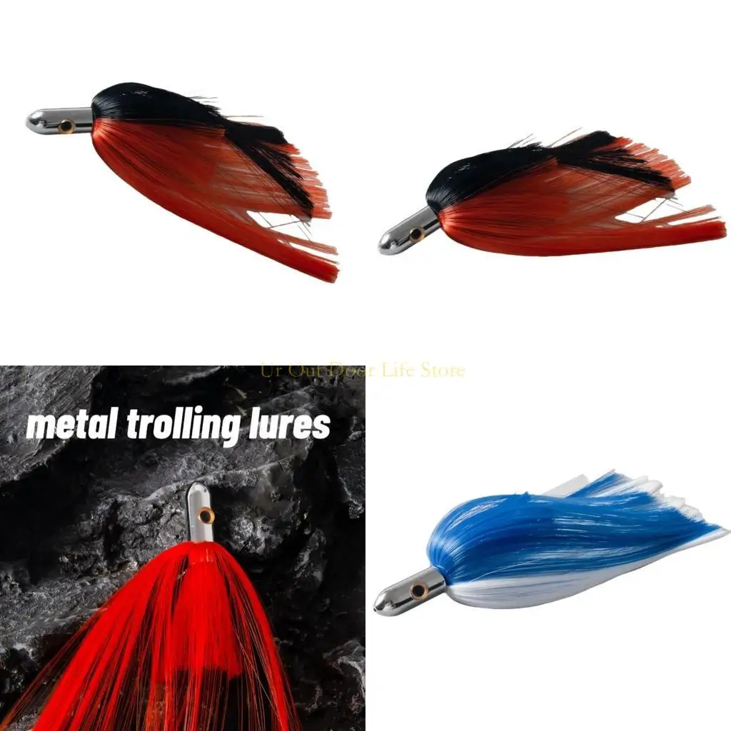 

77UF Seawater Fishing Lures Coppers Head Octopuses Squid Skirt Baits Octopuses Squid Skirt Trolling Lures Fishing Accessory