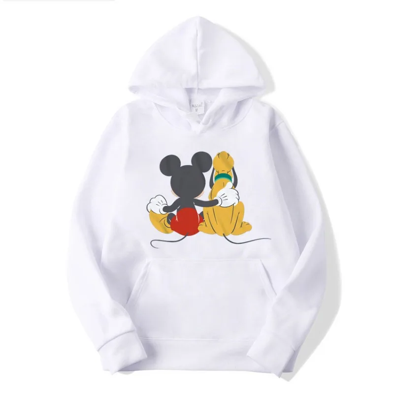 Mickey and Pluto Best Friends Fun Printed Men's Hoodie Cartoon Fashion Couple Oversized Sweatshirt Tops Autumn Winter Pullover