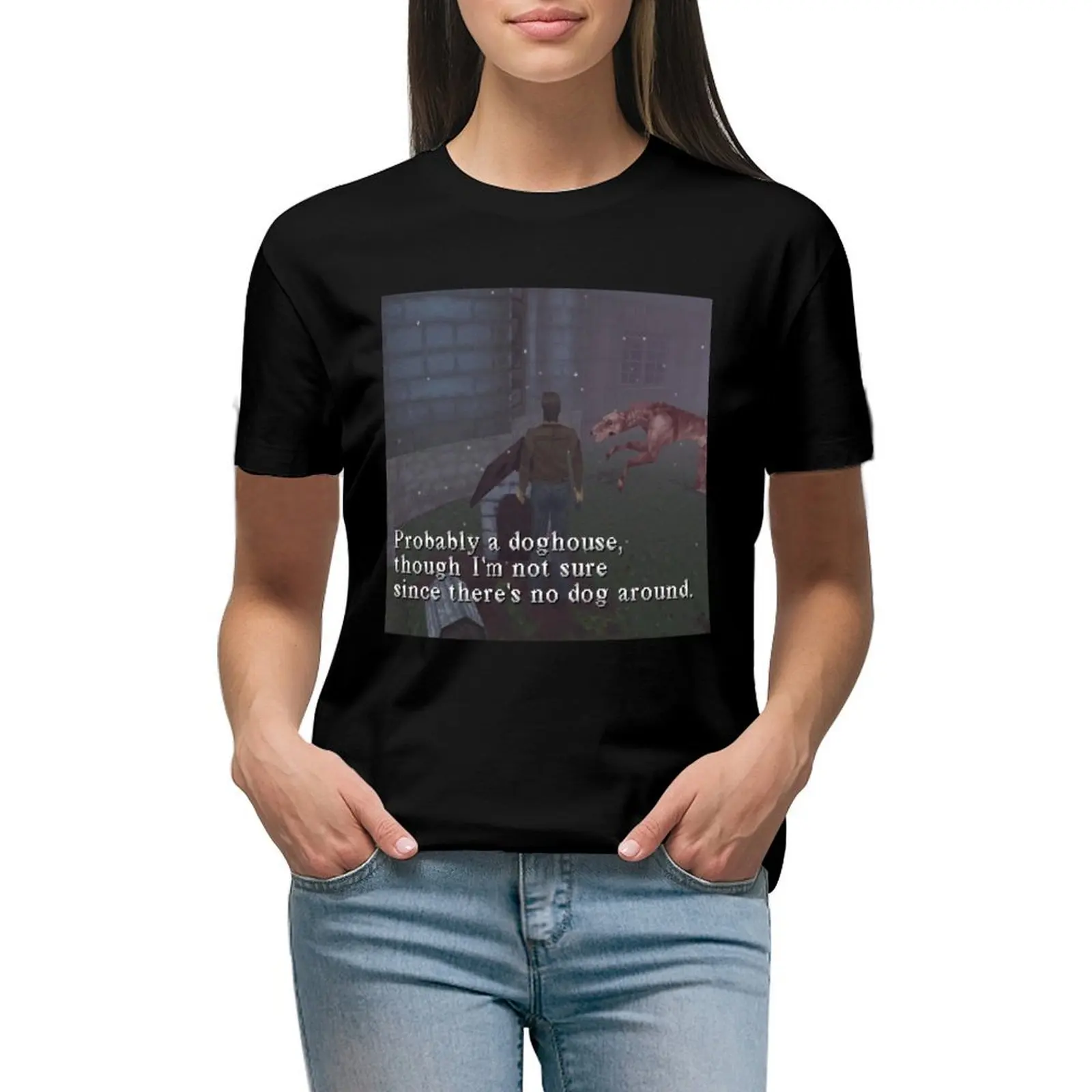 Silent Hill 1 Harry Mason Probably A Doghouse Meme T-shirt vintage clothes anime clothes t-shirts for Women graphic tees