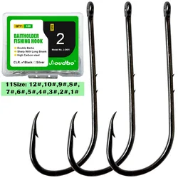 Baitholder Fishing Hooks ,Long Shank Beak Baitholder Hooks,100Pcs Silver/Black ,Bait Holder Jig Fishing Hooks  Size:12#-5/0#