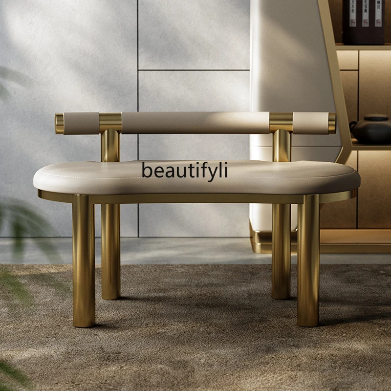 

Curved modern light luxury long strip, short stool combination simple office, backrest long seat