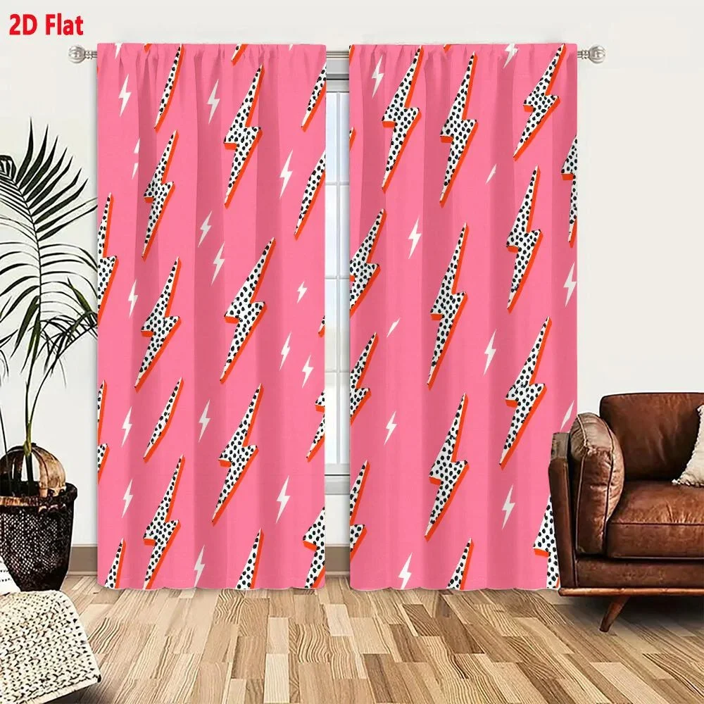 Vibrant Pink Lightning Bolt Pattern Curtains for Living Room Bedroom Home Decor Window Treatment