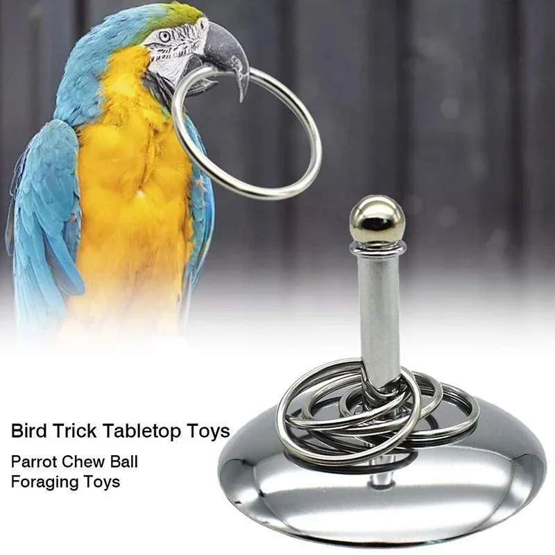 Interactive Training Toys for Bird Parrots Intelligence Development Stacking Metal Ring Pet Supplies Accessory for Birds