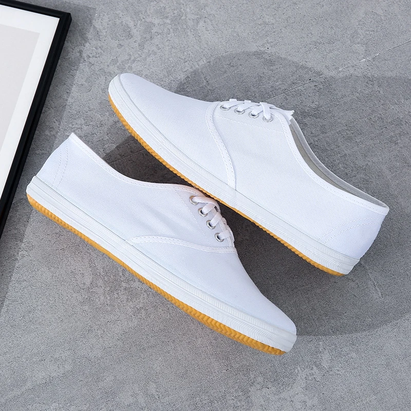 

ex Canvas Sneakers White Athletic Gymnastics Student Martial Arts oes Morning Exercise Nurse Work Low Cut Breathable Ru...