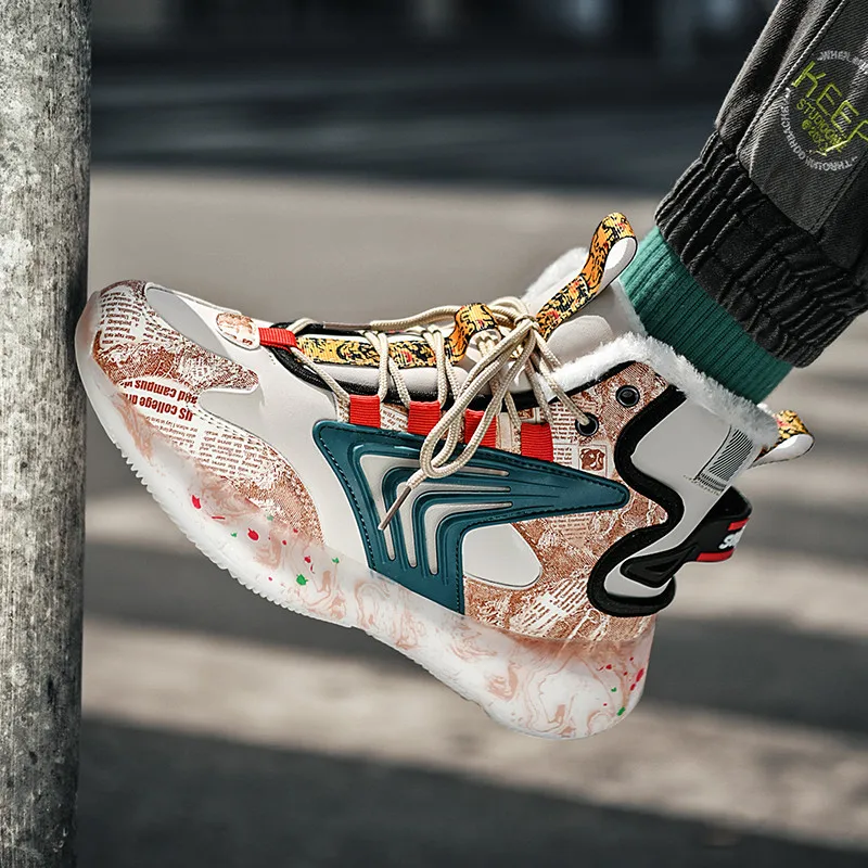 

Men's Winter Boots Warm Waterproof Non-Slip Plush Lined Slip-On Sneakers Shoes Comfortable Male Winter Tenis