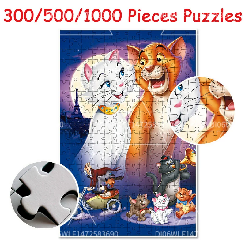 Disney The Aristocats Puzzle Toys 1000 Pieces Wooden Puzzles Children's Educational Toys Adult Puzzle Gift Printed Clear Puzzles