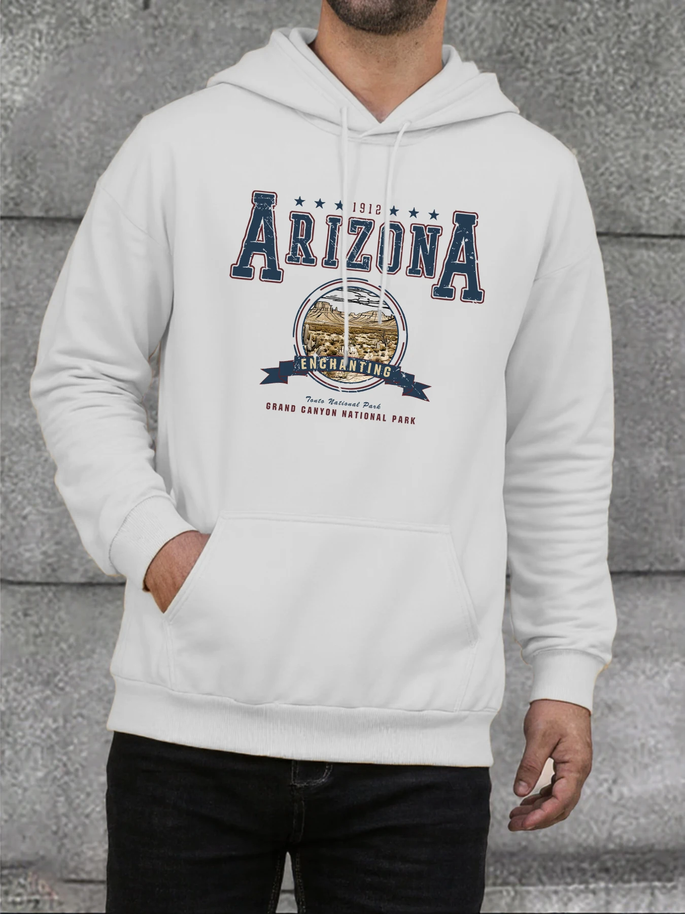 Sudaderas con capucha con estampado encantador de Arizona para hombre, Sudadera con capucha de lana de gran tamaño, ropa de calle a la moda, Tops informales cómodos de otoño para hombre