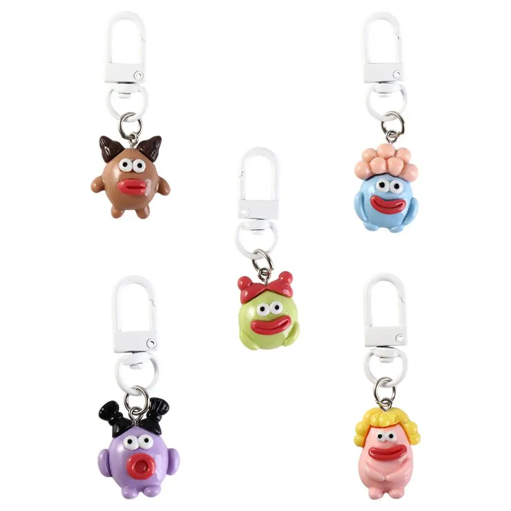 Cute Funny Clown Keychain Fun Kawaii Cartoon Sausage Mouth Pendant Fashion Resin Big Mouth Keyring Girls