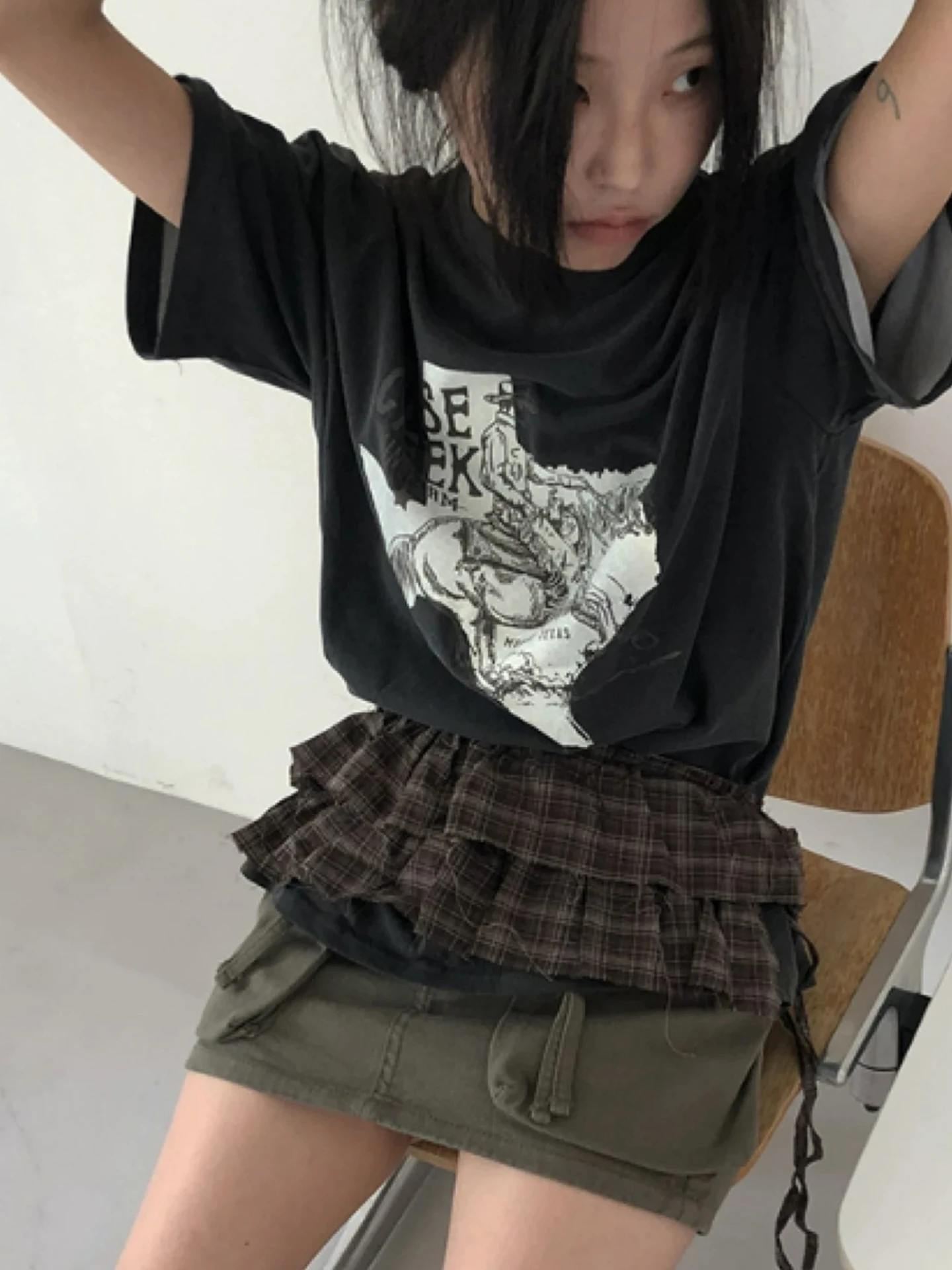 

Дизайн East Gate, винтажная клетчатая плиссированная юбка с рюшами на талии и поясом, юбка с занавеской, женская юбка Faion Ci Walk из ПВХ Ma...