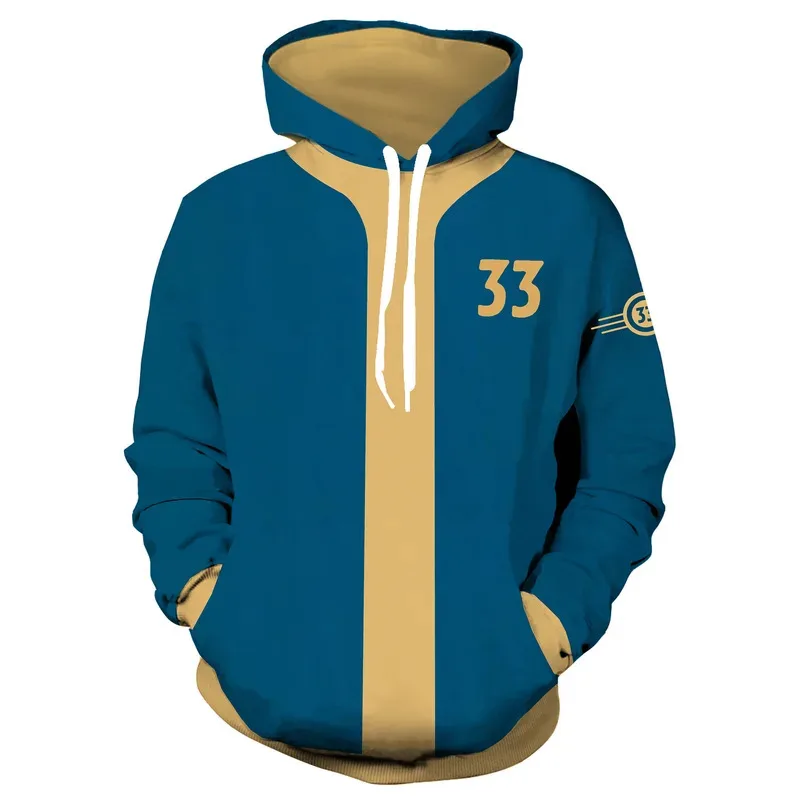 New 2025 Unisex Men Women Vault 33 Novelty Hoodie 3D Print Zip Up Sweatshirts Hoodies Cosplay Costume Blue Lucy Jumpsuit eqs9X