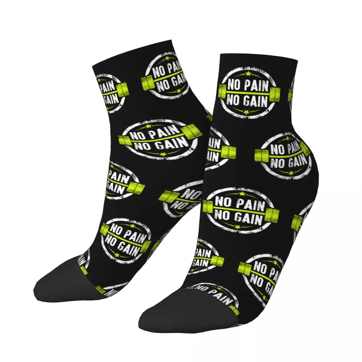 Cool Printing No Pain No Gain Socks for Women Men Stretch Summer Autumn Winter Bodybuilding Fitness Gym Crew Socks