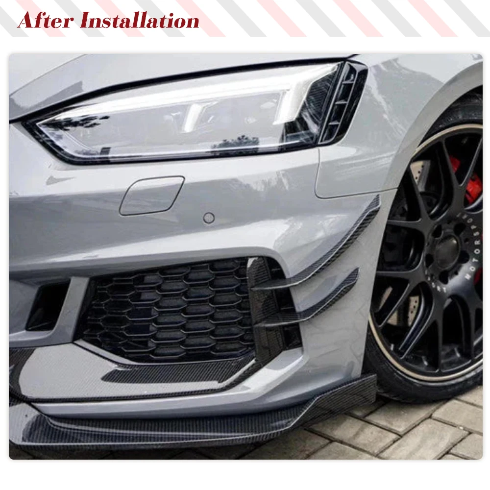 Car Front Body Kits Splitters Canards for Audi A5 S5 Sline RS5 B9 2018-2020 RealCarbon Fiber Front Car Canards Fins