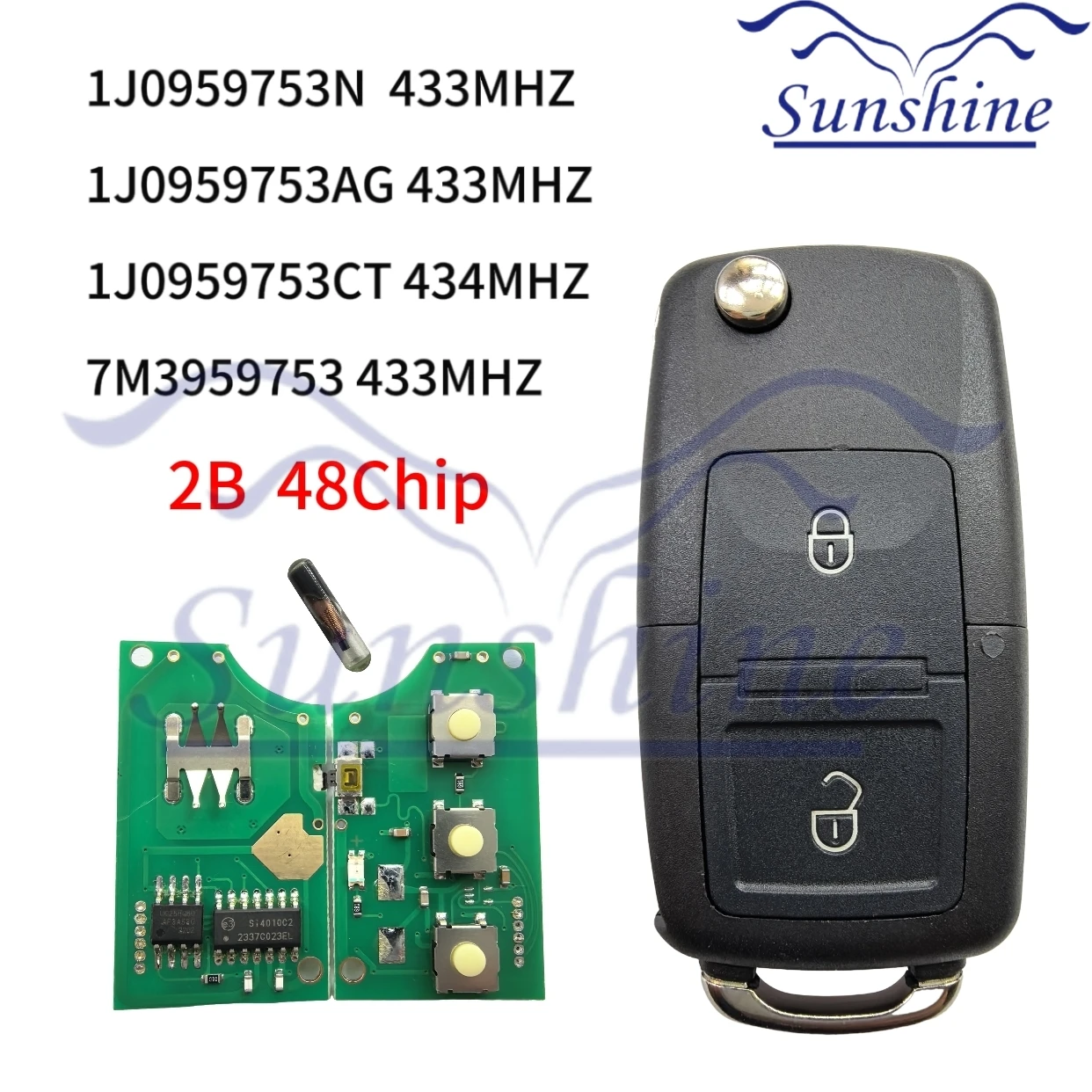 

Дистанционный брелок для Volkswagen VW Golf 4 5 Passat B5 B6 Touran Sharan MK4 Bora Polo 1J0959753AG 1J0959753CT 1J0959753N 7M3959753