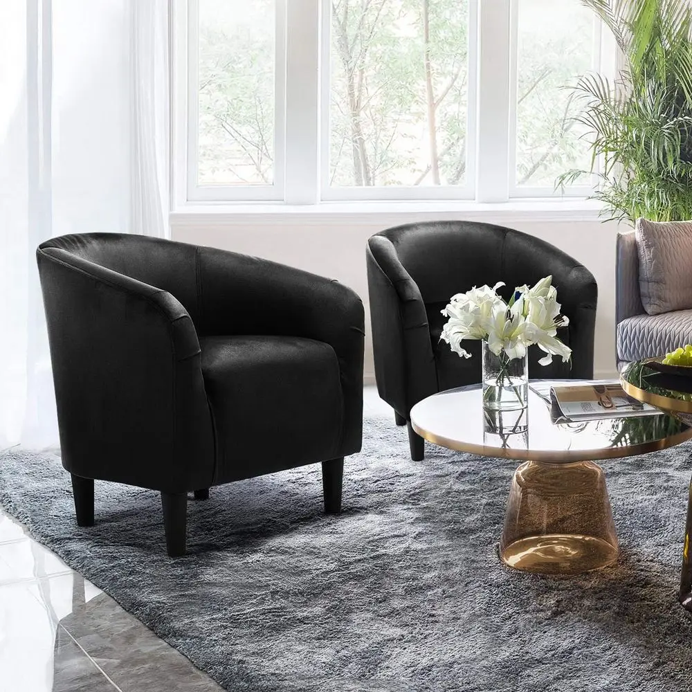 

Velvet Accent Chair, Comfy and Modern Velvet Club Chair with Armrest and Sturdy Legs for Living Room Bedroom Study, Matte Black