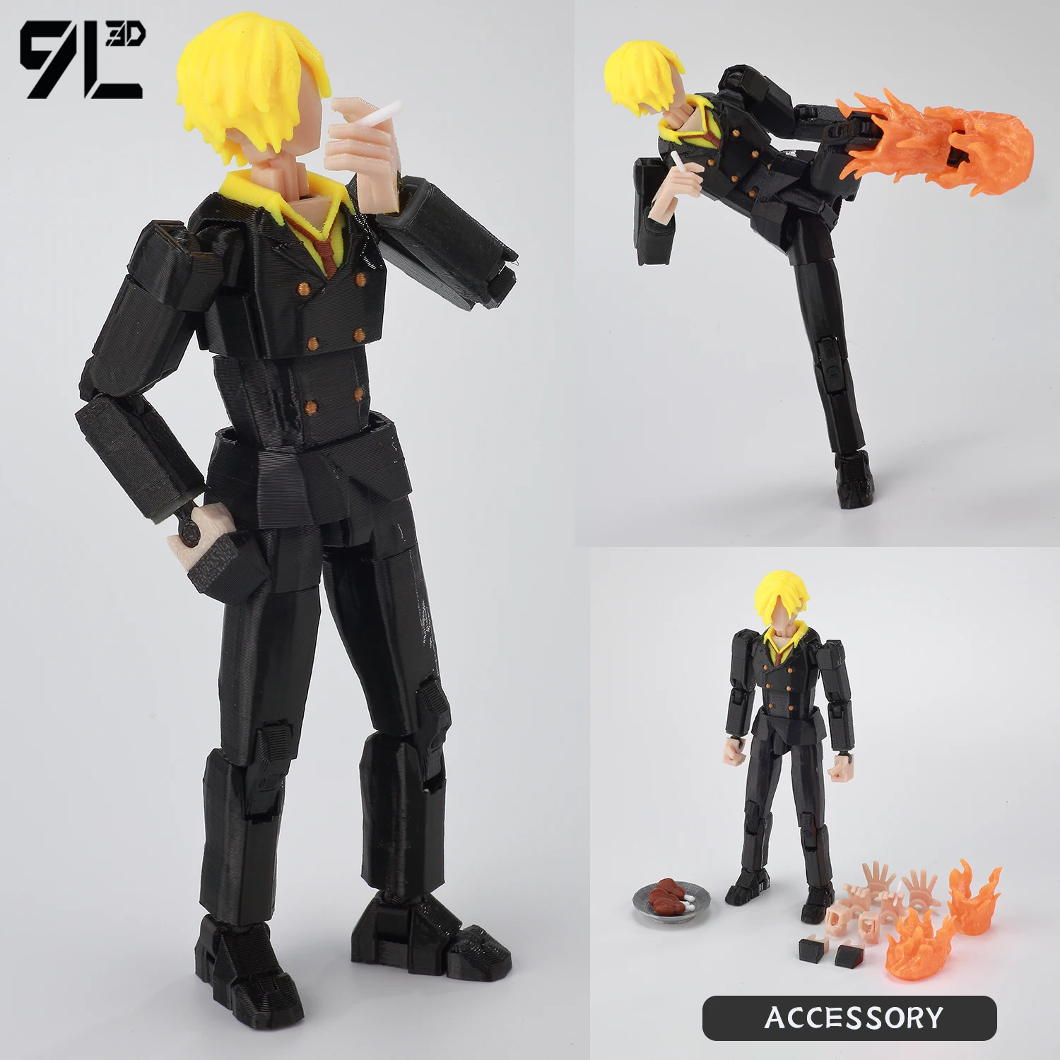 9L 3Dプリント ワンピース ギア5 ルフィ ラバーハンドフィギュア