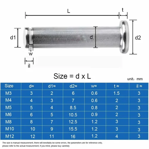 Imagen 2 del producto Rodamiento de cabeza plana de acero inoxidable, pasador cilíndrico con eje de posicionamiento, 1/5 piezas, M3, M4, M5, M6, M8, M10, M12A2