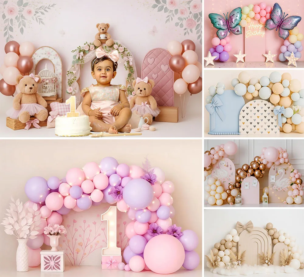 

Фон для фотосъемки «Сказочная страна»: Арка из бабочек, стена из шаров, для детского первого дня рождения, фотосессии с тортом, портретов, декор для фотостудии