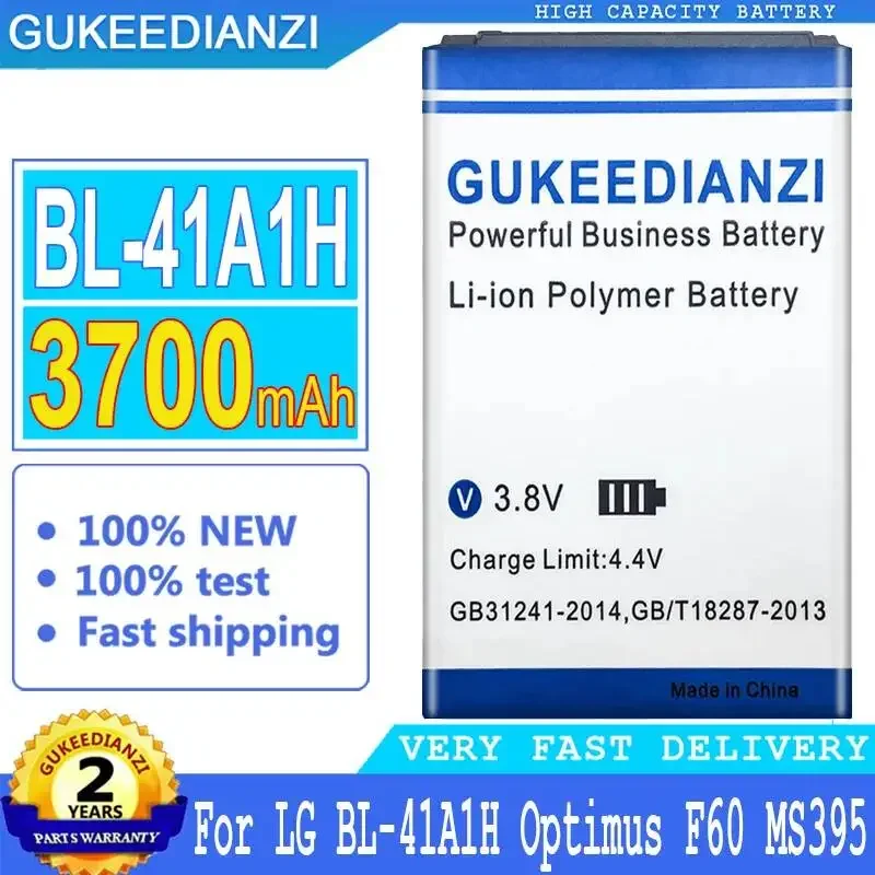 Batería de teléfono móvil para LG Optimus F60 MS395 D390N Tribute VS810PP Transpyre LS660 3700mAh BL-41A1H, energía confiable