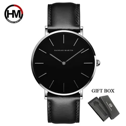 Simple Men‘s Watch HANNAH MARTIN Top Brand Japanese Movement Luxury Classic Design 6.9mm Ultra Thin Quartz Wristwatches For Men