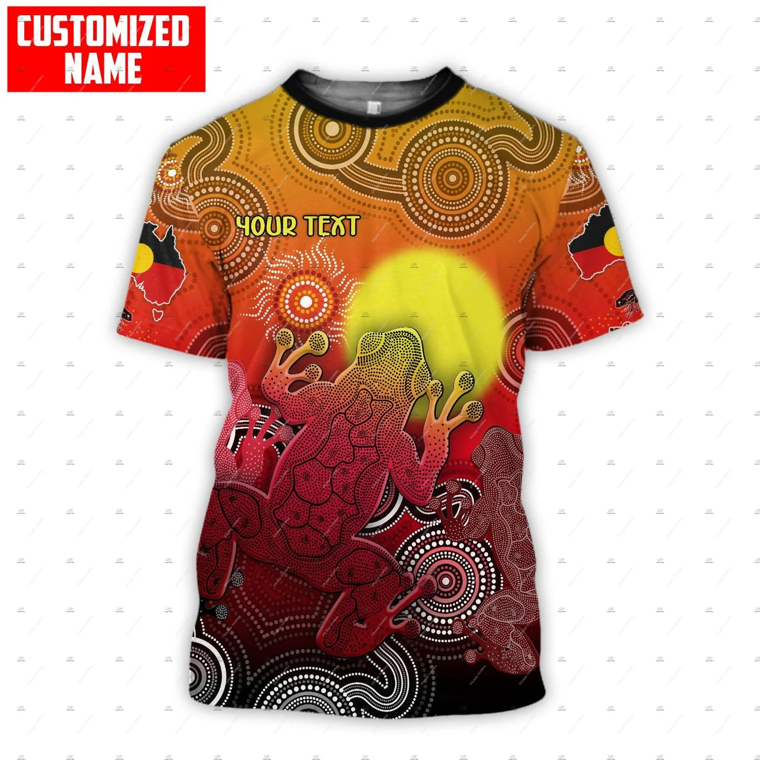 Custom Name Australia kangaroo Aborigine Retro Indigenous Tattoo Vintage T-Shirts 3DPrint Summer Harajuku Casual Short Sleeves 0