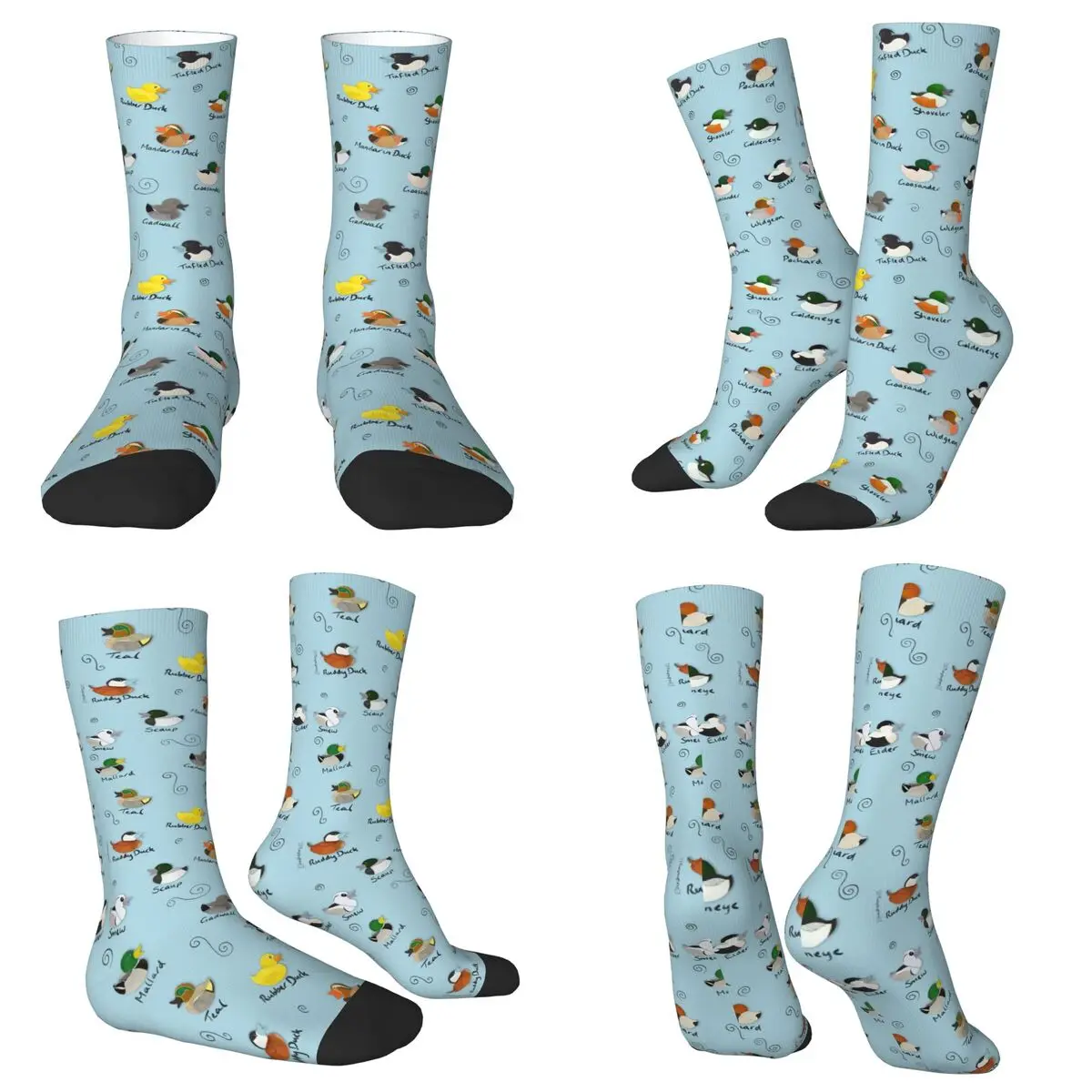 All Seasons Crew Stockings Bird Illustration Pattern Socks Crazy Hip Hop Long Socks for Men Women Valentine's Day Gifts