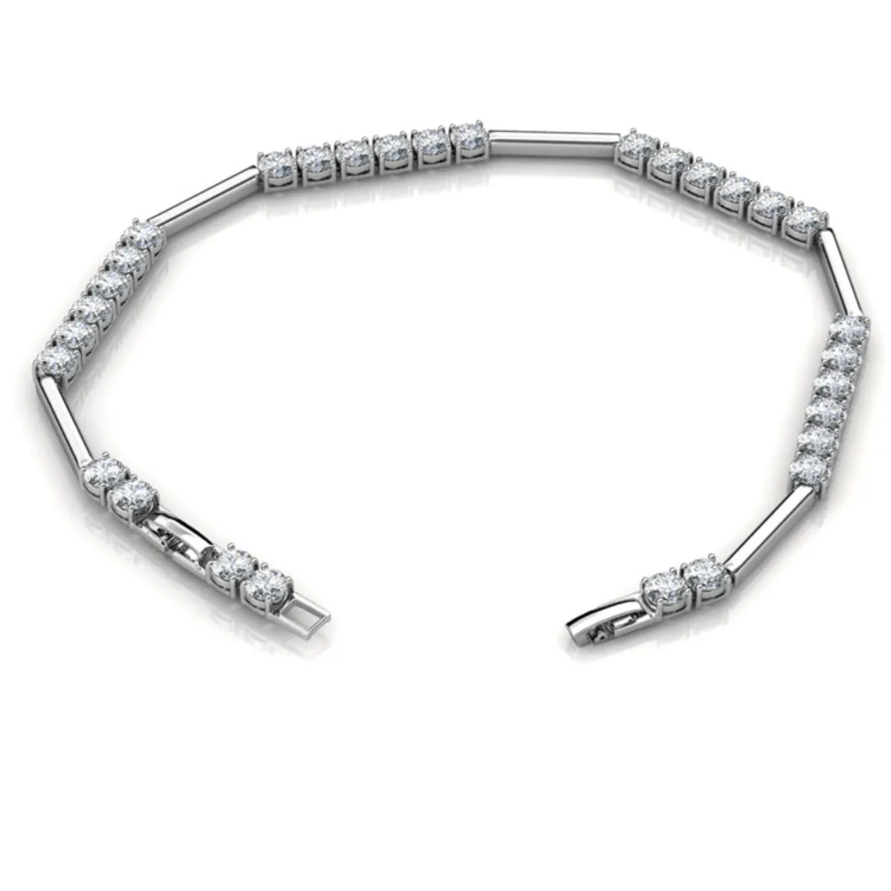 

Daisini Tennis Chain Bracelet Embellished with Swarovski Crystals for Women Brass 18K Gold Plated Wedding Party Jewelry Gifts