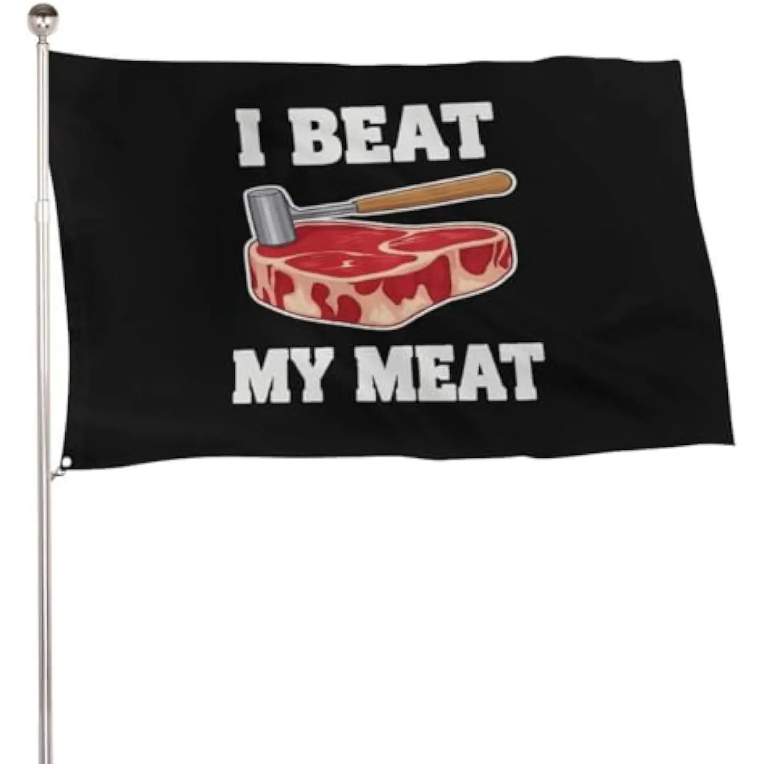 I Beat My Meat Steak Funny Pun Polyester Flag Outdoor Home Yard Decor 3x5FT 4x6FT