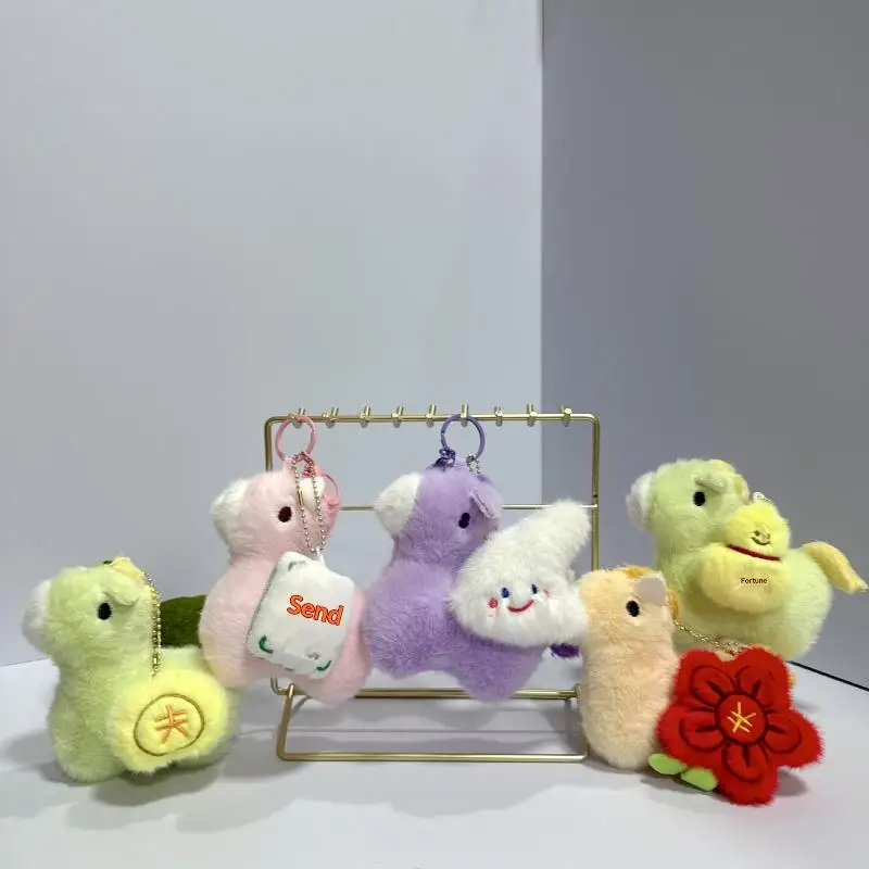 سلسلة مفاتيح قطيفة على شكل حصان ملون، سحر حقيبة ظهر على شكل حصان كرتوني لطيف، قلادة تميمة قابلة للفصل لتزيين الهدايا والحقيبة