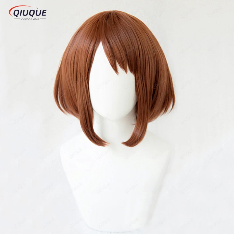 Anime Uraraka Ochako Shinsou Hitoshi Shoto Todoroki Short Brown Bobo parrucca Costume Cosplay resistente al calore + cappuccio parrucca gratuito