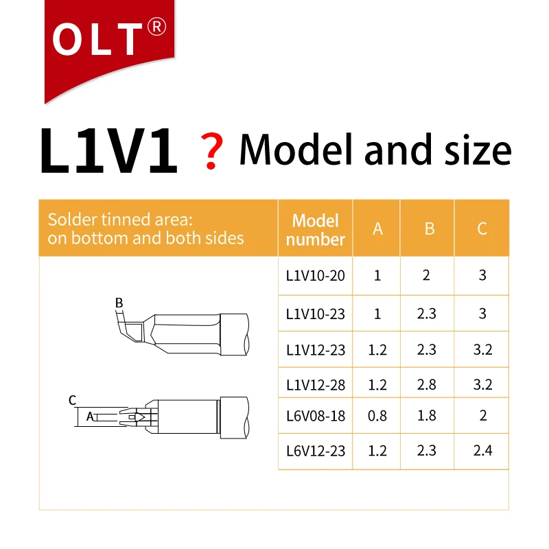 1 adet L serisi UNIX lehimleme uçları L1V10-20 L1V12-23 L6V12-23 L1V12-28 UNIX lehim makinesi ile yüksek kalite lsoldering tiable