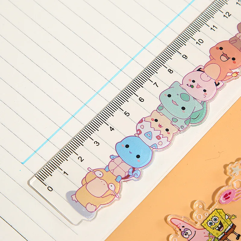 Règle de dessin animé Pokemon Pikachu pour étudiants, règle cancers mignonne pour enfants, outils de mesure de dessin, fournitures scolaires et de