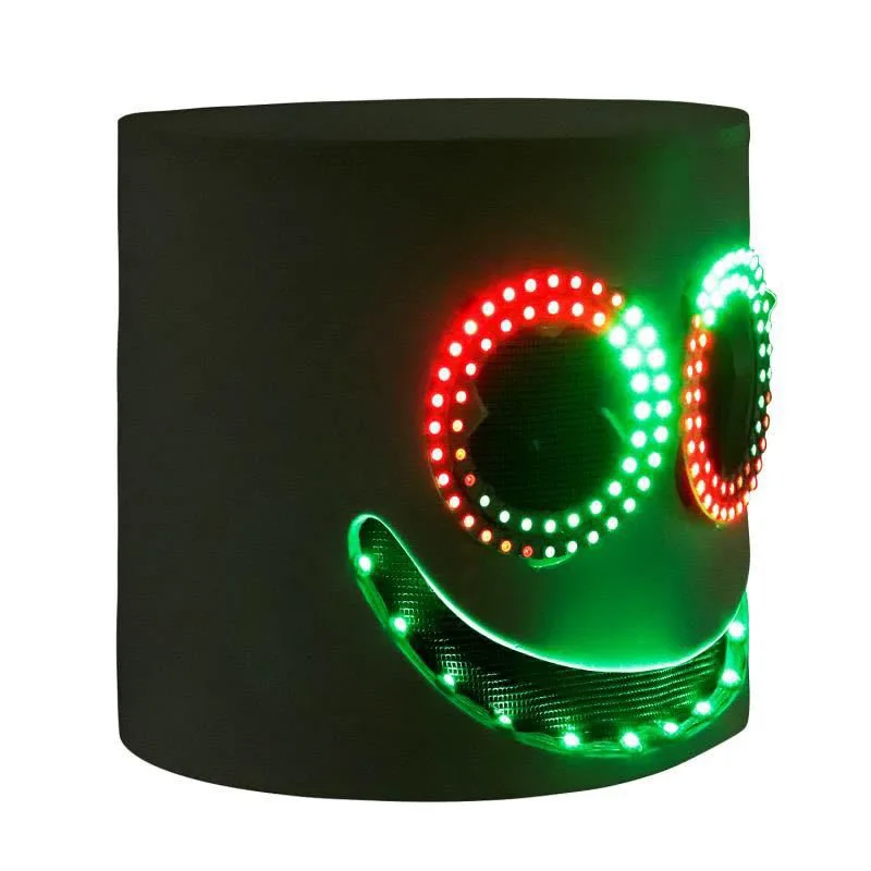 

LED luminous headgear mask Funny round eyed marshmallow DJ headband COS nightclub bar singing glowing mask Halloween