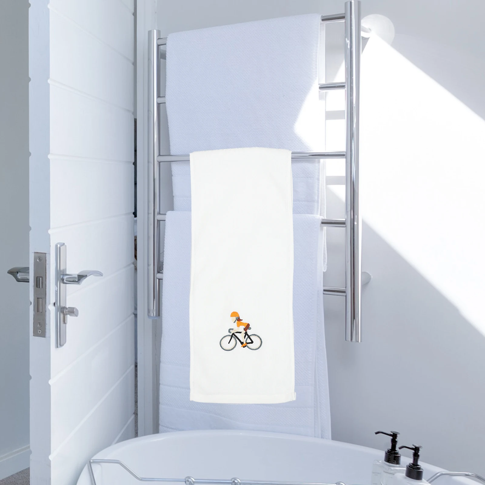 

Thickened Cotton Bath Towels Absorbent Quick Dry Gym Soft Lightweight White Kitchen Towels for Bathroom Home Decorative