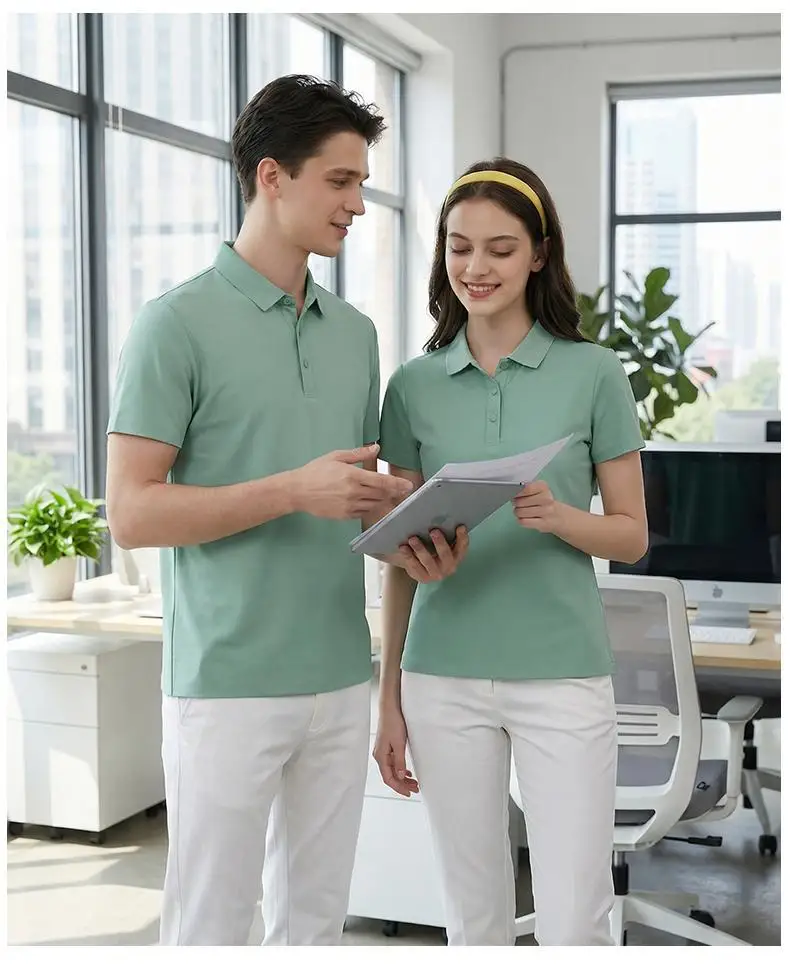 Neues Sommer-Eisseide-POLO-Shirt Kurzarm Professionelles T-Shirt Nahtlos Weich Hochwertig Einfarbig Firmen-Gruppenuniform – Detail 22