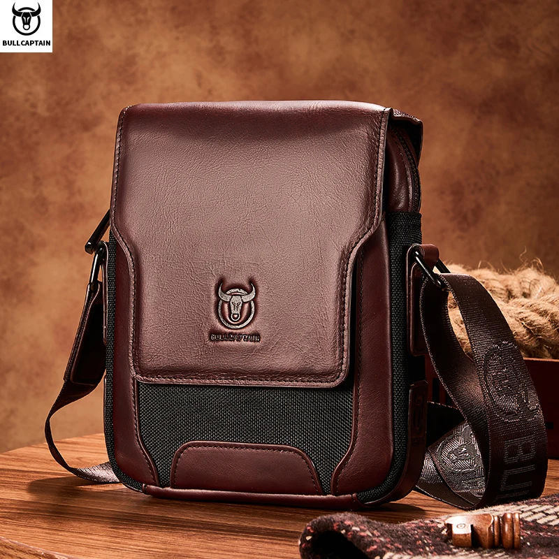 BULLCAPTAIN Man Messenger Bag Men Genuine Leather Shoulder Bags Business Crossbody Casual Bag Famous Brand Male Handbag Bags
