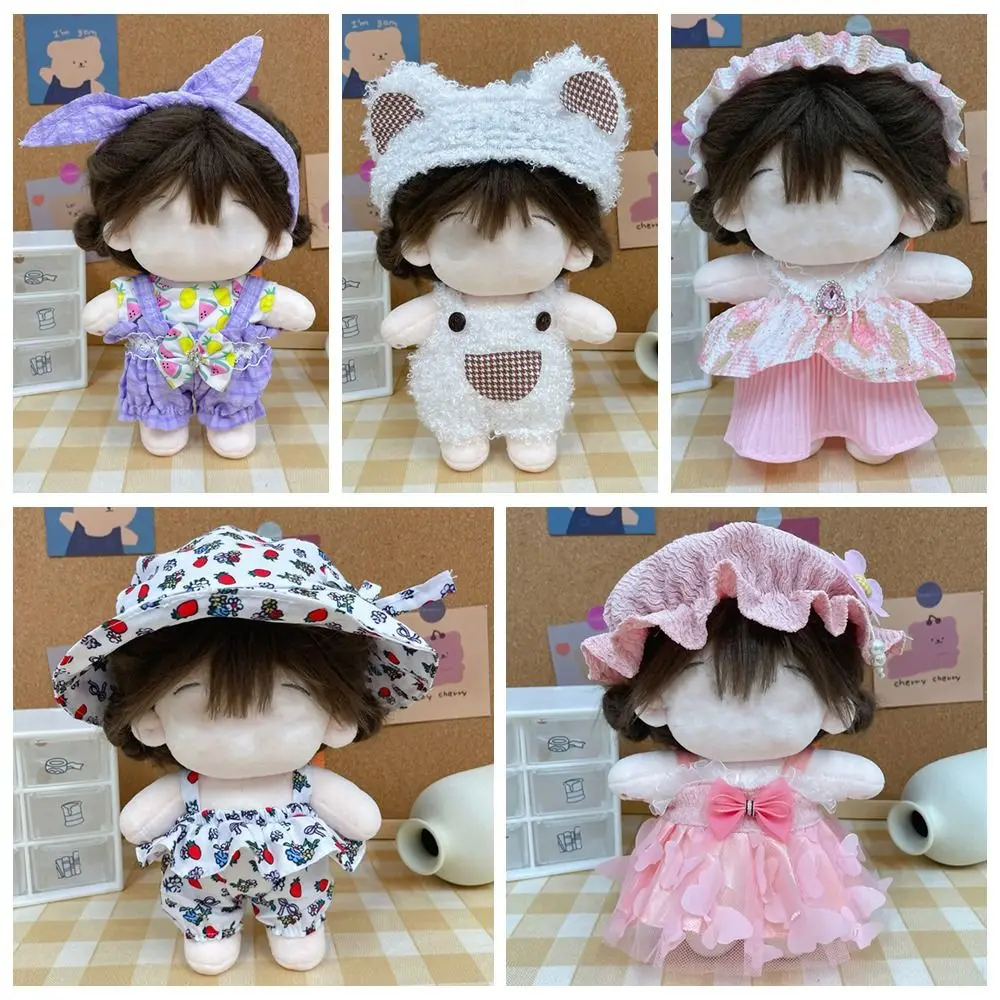 Multicolor Doll Clothes Gift Replacement Outfit 20CM Cap Dress Suit Cosplay Photo Props Hairband Suspender Cotton Stuffed Doll