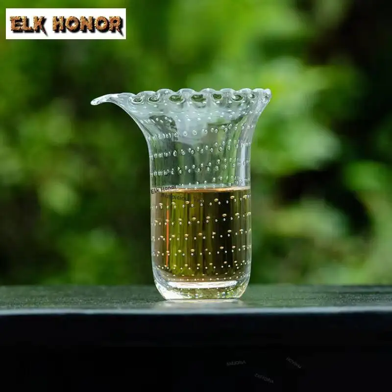 ZAEYORIA 170ml Handmade Starry Sky Bubble Glass Tea Pitcher Pour Tea Cha Hai Dispenser Justice Cup Fair Mug Tea Item Accessories