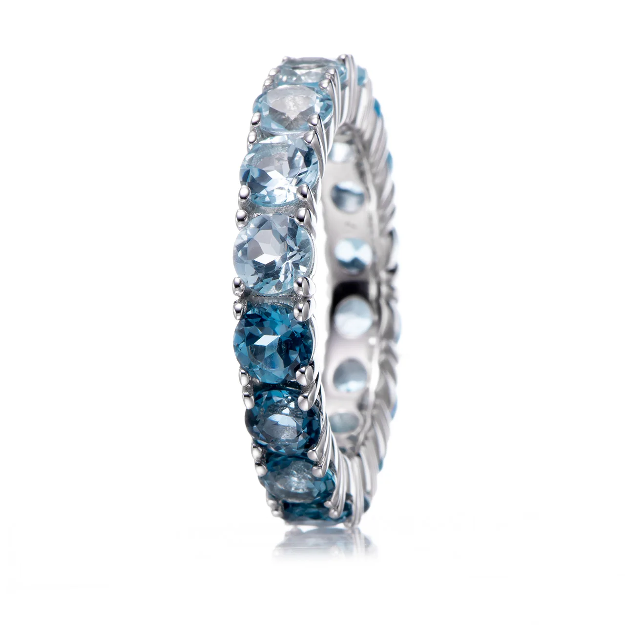 London Blue Topaz,Swiss Blue Topaz,Sky Blue Topaz Rhodium Over Sterling Silver Ring