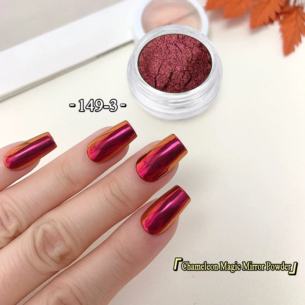 1 barattolo di Capodanno rosso camaleonte specchio magico polvere per unghie Y2K evidenziare specchio metallico per unghie pigmento cromato smalto gel sfregamento polvere