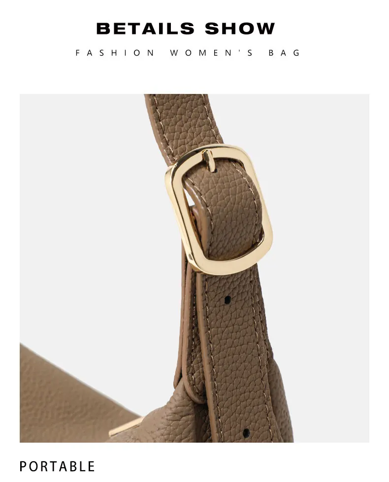 Echte Leder-Umhängetasche für Damen, hochwertige Unterarmtasche, exquisites Design in Knödelform, weiße Einzelschultertasche – Detail 11