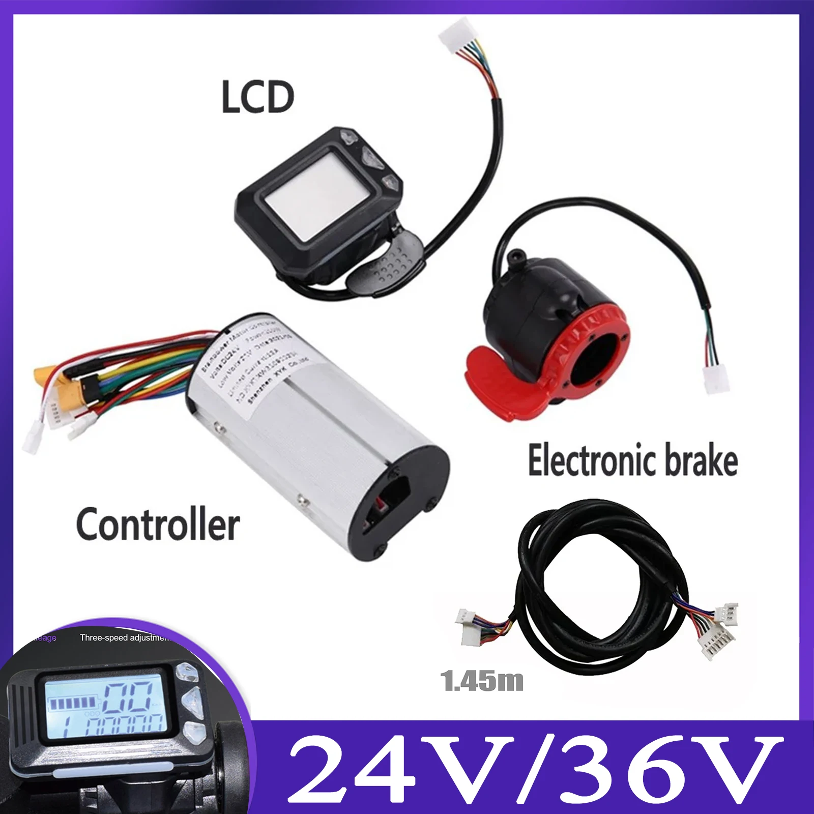 5.5‑6.5 Inch 24V 250W/36V 350W Electric Scooter Controller Mini Liquid Crystal Display Switch & Electronic Brake For Scooter