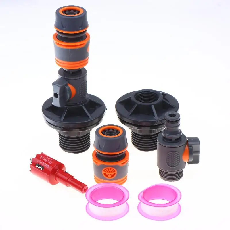 ~3/4 Inch PVC Water Tank Straight Valve Nipple Quick Stop Connector Rubber Coated Adapter Matching Pink Tape Plumbing