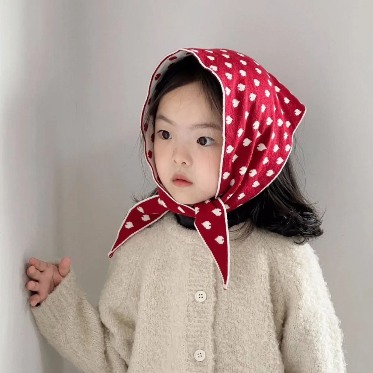 2-10 Years Children's Scarf Autumn Winter New Love Knitted Scarves Boys Girls Decorative Double-sided Headscarf Warm Neck Warmer