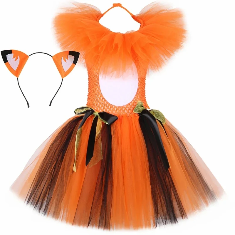 

Orange Ginger Cat Tutu Dresses for Girls Carnival Party Clothes Cartoon Cat Cosplay Anime Halloween Costume for Kids Vestidos