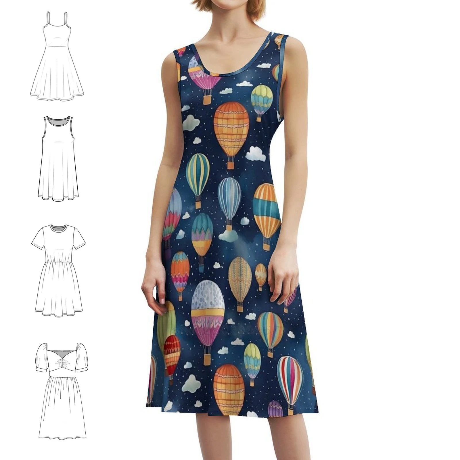 

Hot Air Balloons Women's Streetwear Party Dress Trendy Print Club Clothing For Female Balloon Balloons Hot Air Balloon Sky