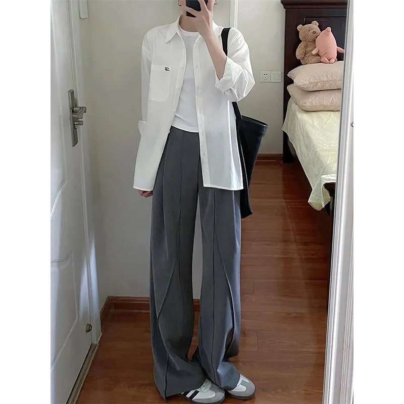 

ay High Waist Wide Leg Suit Pants Women's plus Size Autumn New Sle Loose Slimming Drapey Casual Trousers Design Sense