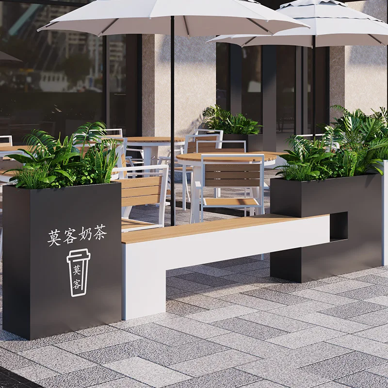 Outdoor seats, stools, iron flower boxes, rest seats, garden plastic-wood benches, balcony landscaping, stainless steel flower